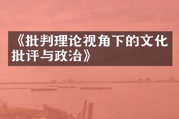 《批判理论视角下的文化批评与政治》