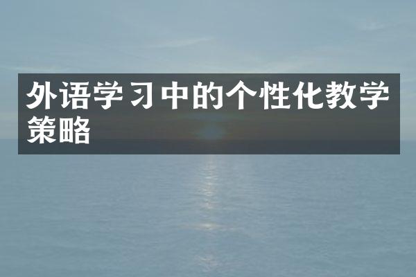 外语学习中的个性化教学策略