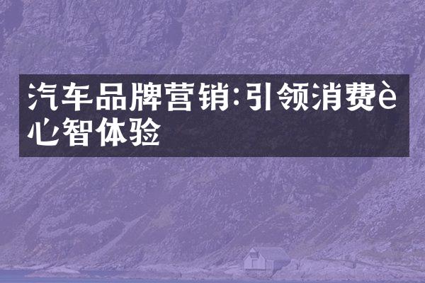 汽车品牌营销:引领消费者心智体验