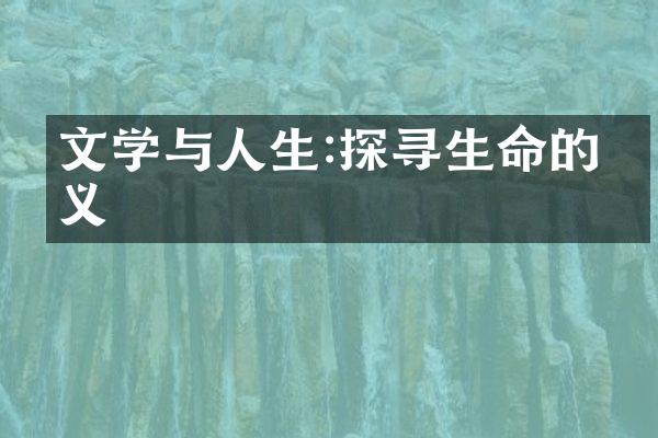 文学与人生:探寻生命的意义