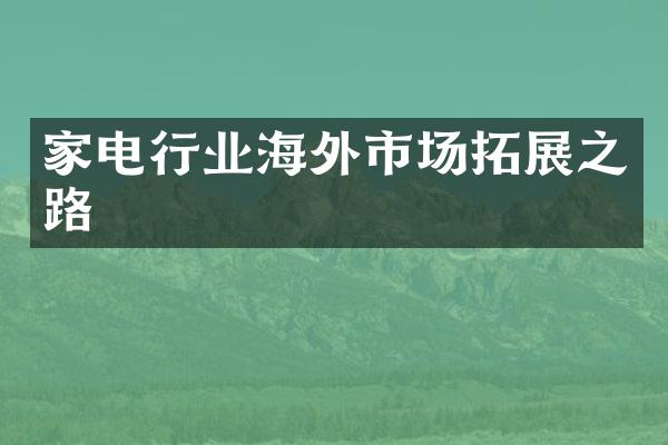 家电行业海外市场拓展之路