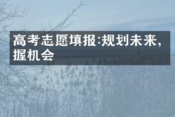 高考志愿填报:规划未来,把握机会