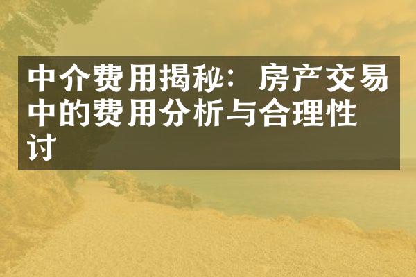 中介费用揭秘：房产交易中的费用分析与合理性探讨