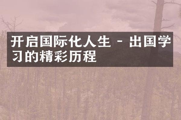 开启国际化人生 - 出国学习的精彩历程