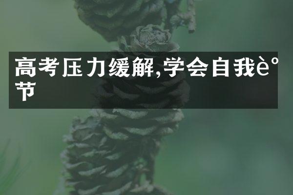 高考压力缓解,学会自我调节