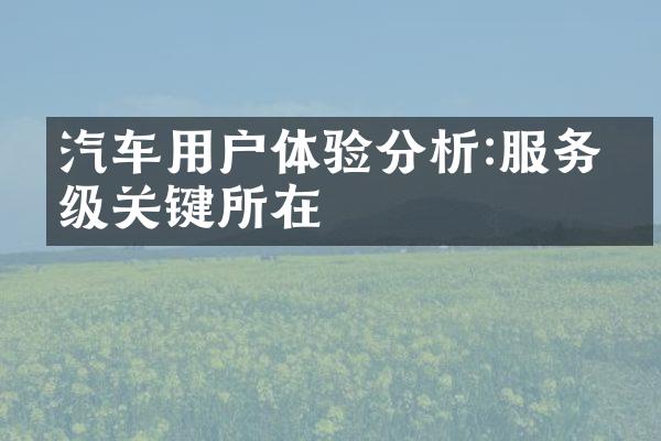 汽车用户体验分析:服务升级关键所在