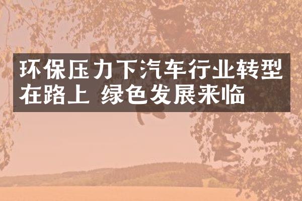 环保压力下汽车行业转型在路上 绿色发展来临