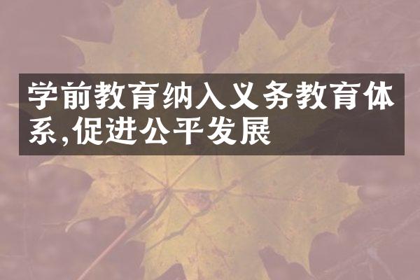 学前教育纳入义务教育体系,促进公平发展