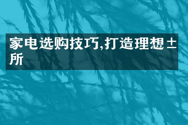 家电选购技巧,打造理想居所