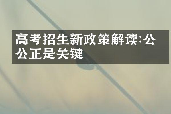 高考招生新政策解读:公平公正是关键