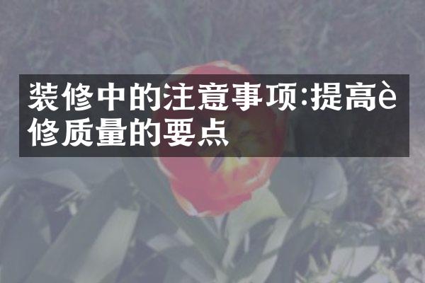 装修中的注意事项:提高装修质量的要点