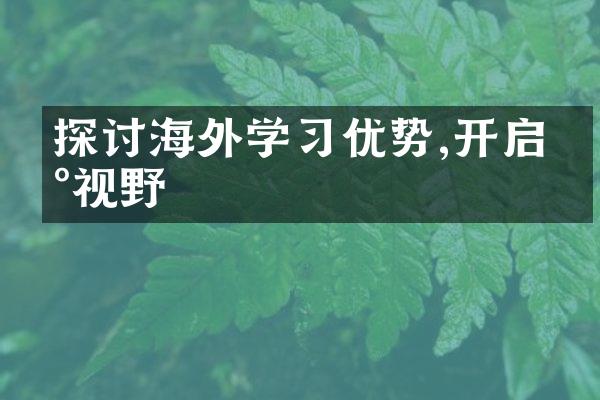 探讨海外学习优势,开启新视野