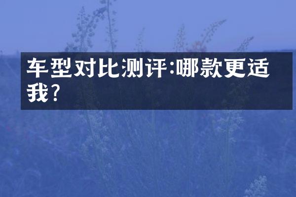 车型对比测评:哪款更适合我？