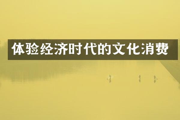 体验经济时代的文化消费