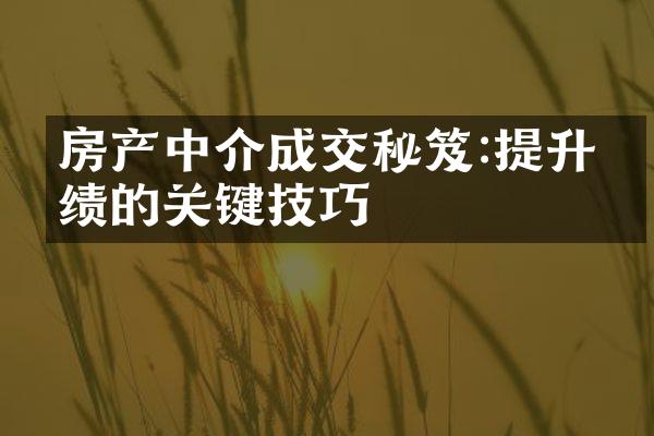 房产中介成交秘笈:提升业绩的关键技巧