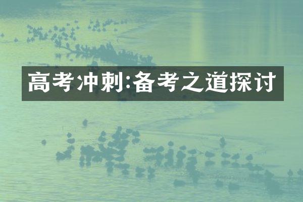 高考冲刺:备考之道探讨