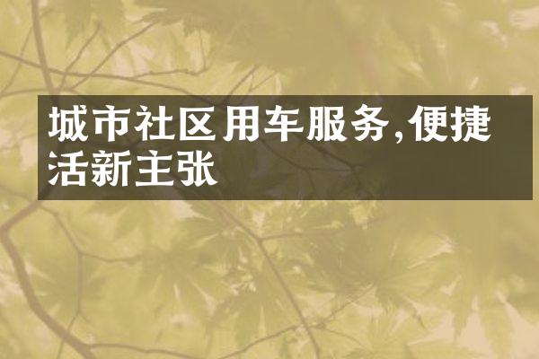 城市社区用车服务,便捷生活新主张