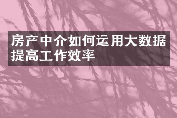 房产中介如何运用大数据提高工作效率