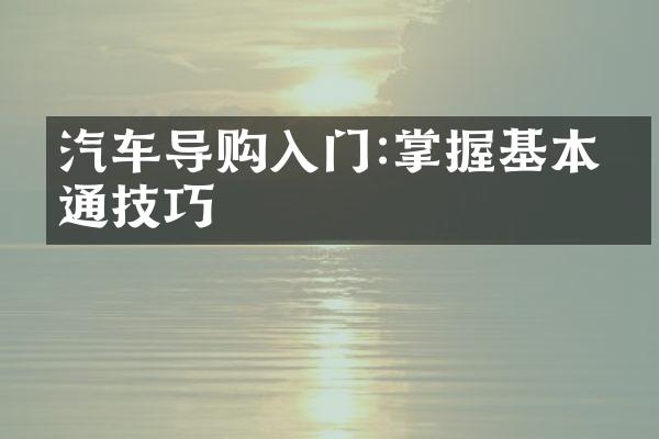 汽车导购入门:掌握基本沟通技巧