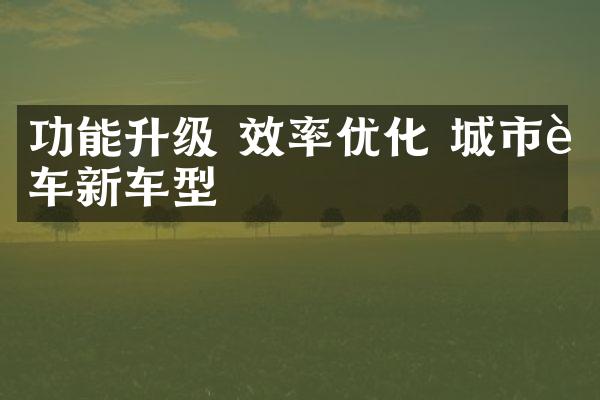 功能升级 效率优化 城市轿车新车型