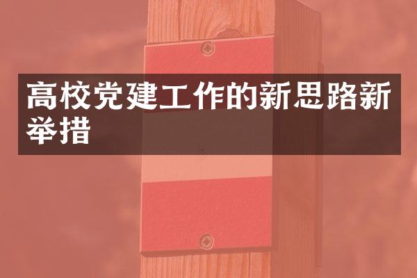 高校党建工作的新思路新举措