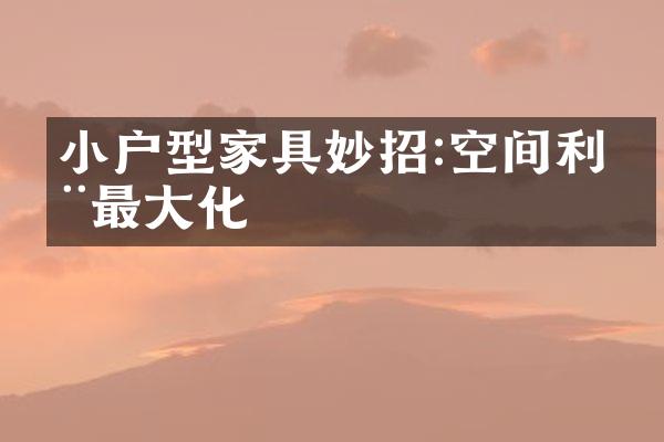 小户型家具妙招:空间利用最大化