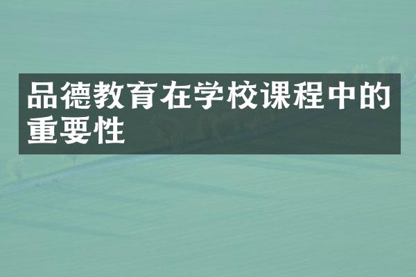 品德教育在学校课程中的重要性