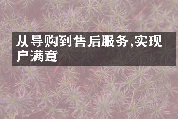 从导购到售后服务,实现客户满意