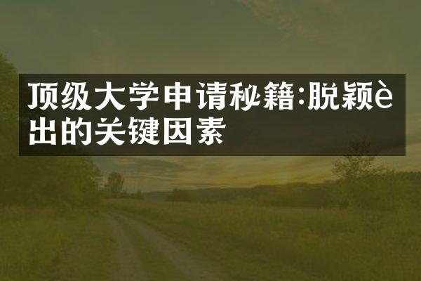 顶级大学申请秘籍:脱颖而出的关键因素