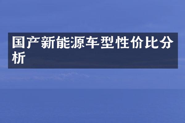 国产新能源车型性价比分析