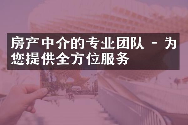 房产中介的专业团队 - 为您提供全方位服务