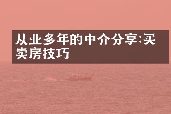 从业多年的中介分享:买房卖房技巧