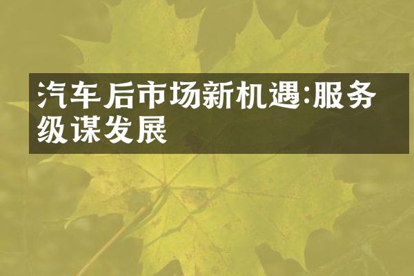 汽车后市场新机遇:服务升级谋发展