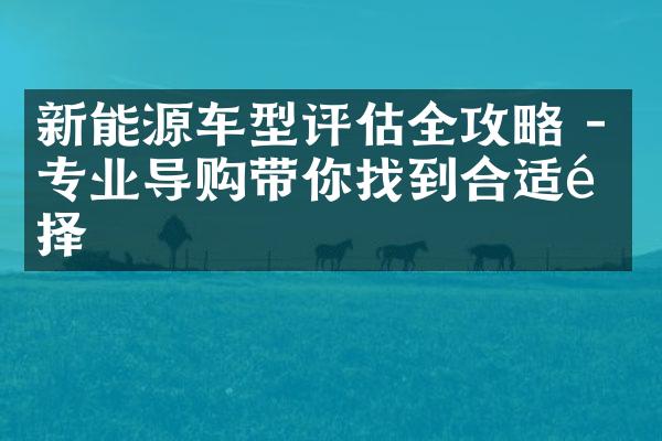 新能源车型评估全攻略 - 专业导购带你找到合适选择