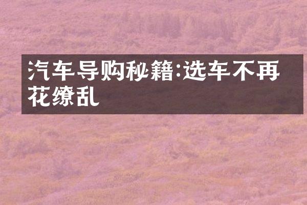 汽车导购秘籍:选车不再眼花缭乱