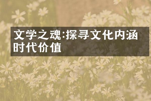 文学之魂:探寻文化内涵的时代价值