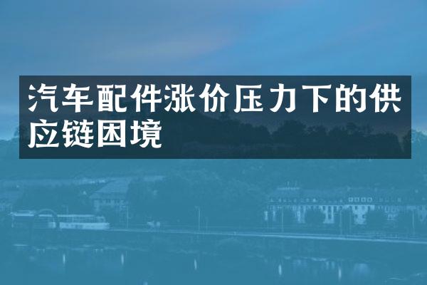 汽车配件涨价压力下的供应链困境