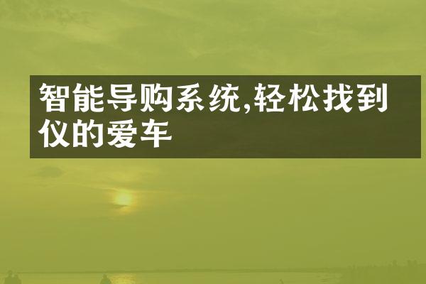 智能导购系统,轻松找到心仪的爱车