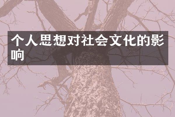 个人思想对社会文化的影响