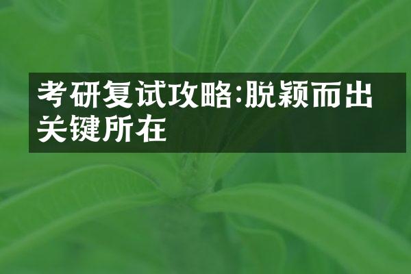 考研复试攻略:脱颖而出的关键所在