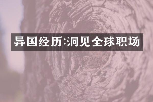 异国经历:洞见全球职场