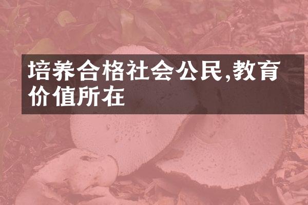 培养合格社会公民,教育的价值所在