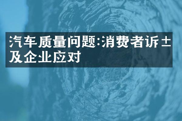 汽车质量问题:消费者诉求及企业应对