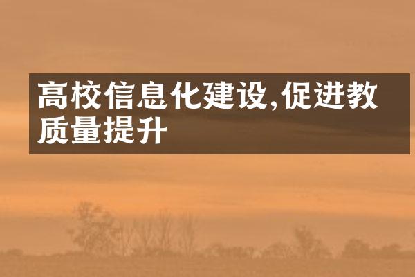 高校信息化建设,促进教学质量提升