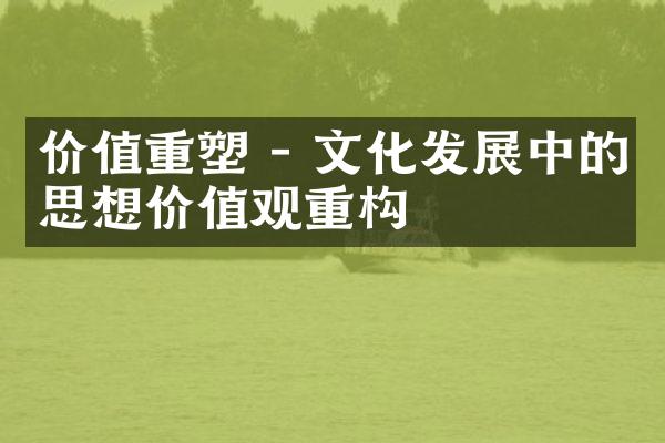 价值重塑 - 文化发展中的思想重构