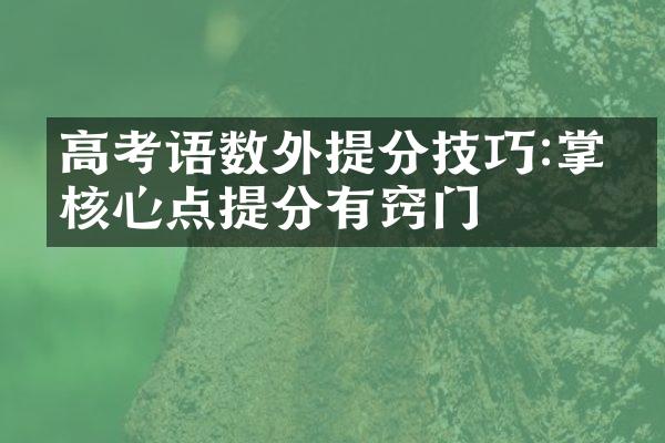 高考语数外提分技巧:掌握核心点提分有窍门