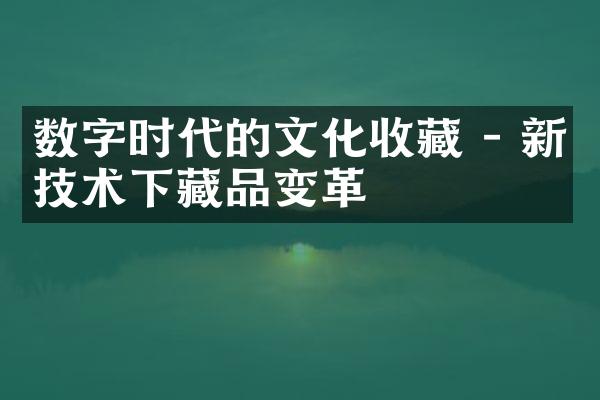 数字时代的文化收藏 - 新技术下藏品变革