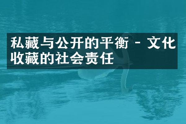 私藏与公开的平衡 - 文化收藏的社会责任