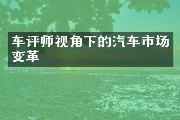 车评师视角下的汽车市场变革