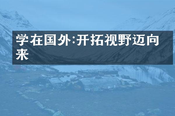 学在国外:开拓视野迈向未来